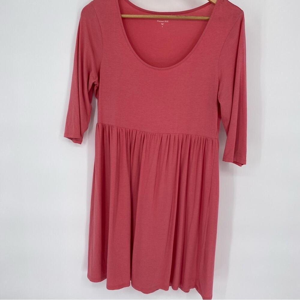 Garnet Hill Dress T-shirt Empire Waist 3/4 Sleeve Classic Minimalist Oversized S